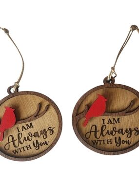 Laser Engraved Red Cardinal 'I Am Always With You' Hanging Ornaments 3"x3.5"